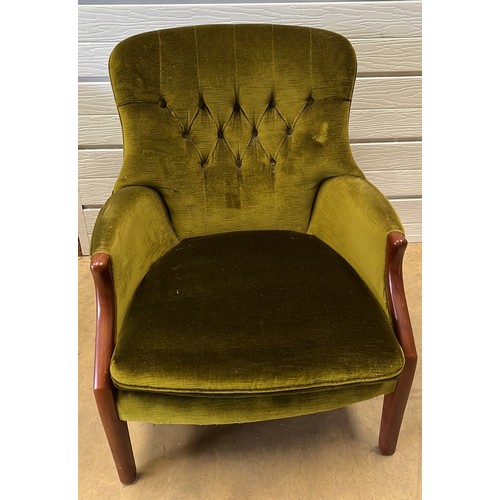 355 - PARKER KNOLL GREEN VELOUR NURSING CHAIR