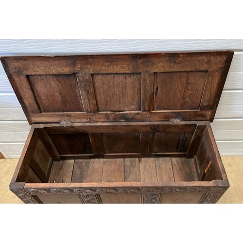 356 - EDWARDIAN OAK COFFER / BLANKET BOX