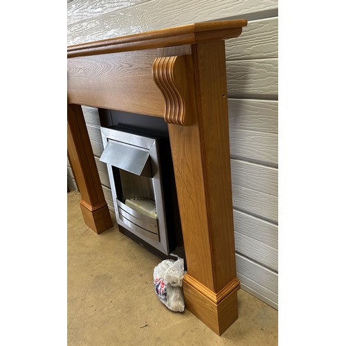 359 - LIGHT OAK FIRE SURROUND WITH FIRE INSERT