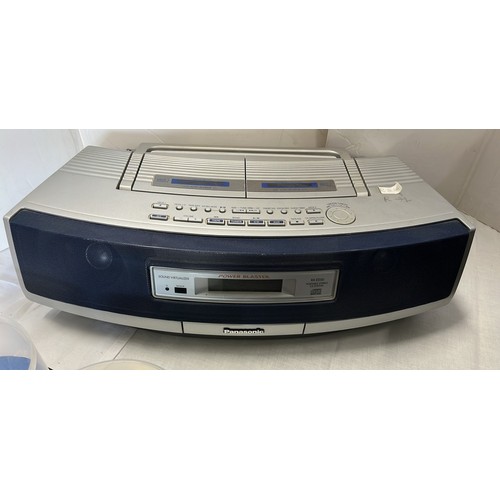 416 - PANASONIC CASSETTE PLAYER WITH CDS AND QTY OF CASSETTES