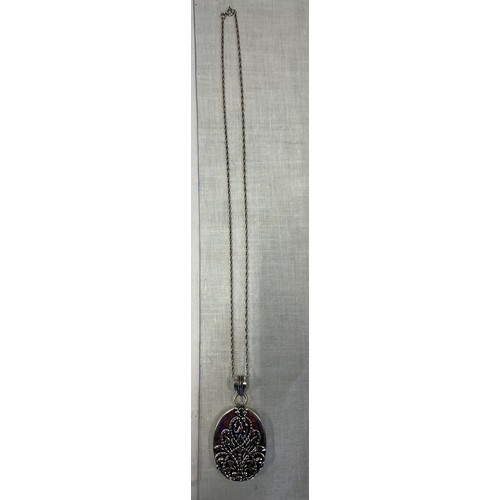 406 - SILVER NECKLACE AND PENDENT