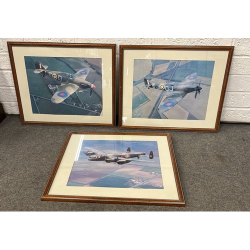 390 - LARGE FRAMED SPITFIRE , HURRICANE  AND LANCASTER