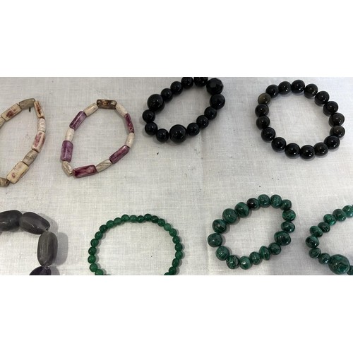 272 - MIXED NEW GEM STONE BRACELETS WITH MALACHITE