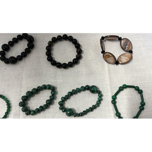 272 - MIXED NEW GEM STONE BRACELETS WITH MALACHITE