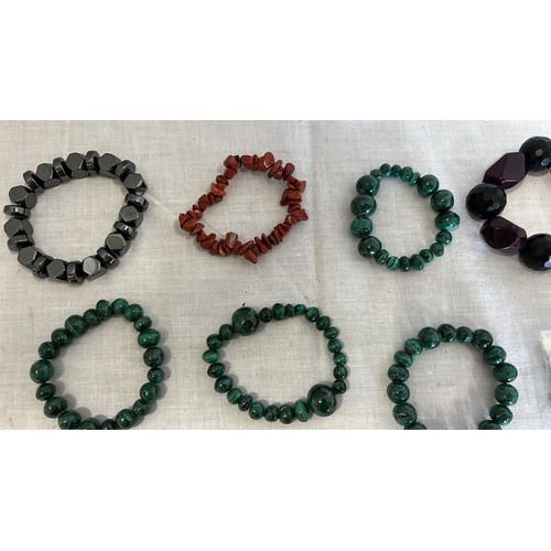 271 - MIXED NEW GEM STONE BRACELETS TO INCLUDE MALACHITE