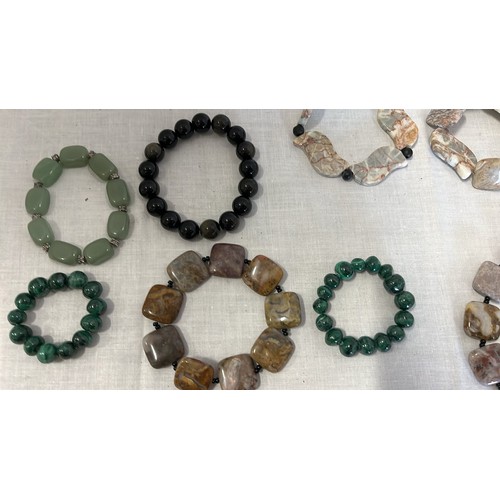 269 - MIXED NEW GEM STONE BRACELETS WITH MALACHITE