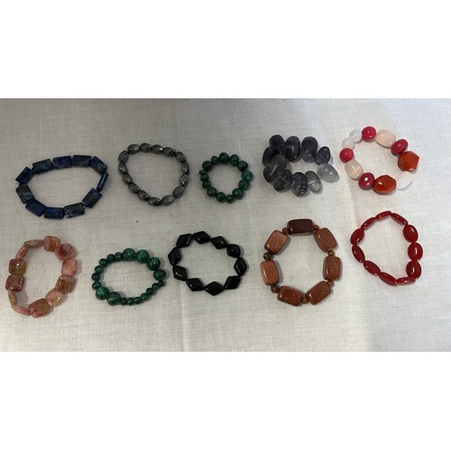 268 - MIXED NEW GEM STONE BRACELETS WITH MALACHITE