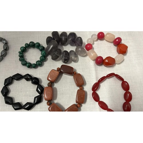 268 - MIXED NEW GEM STONE BRACELETS WITH MALACHITE