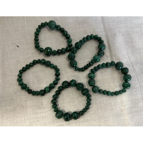 267 - FIVE MALACHITE BRACELETS