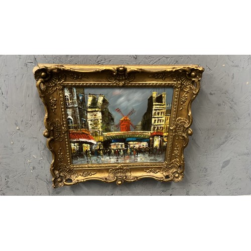 557 - DECRETIVE FRAMED OIL ON CANVAS MOULIN ROUGE