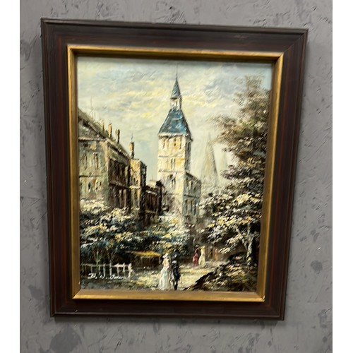 559 - FRAMED OIL ON CANVAS FRENCH SCENE SIGNED