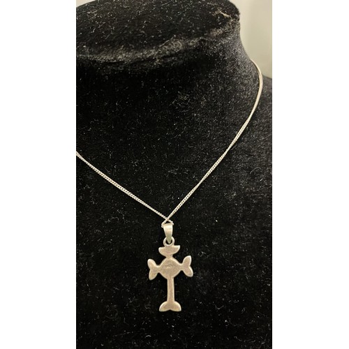 85 - SILVER CHAIN AND CRUCIFIX