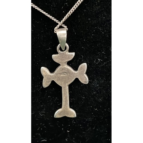 85 - SILVER CHAIN AND CRUCIFIX