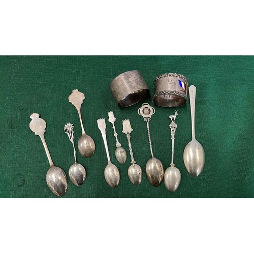 10 - COLLECTION OF SILVER HALL MARKED TEA SPOONS AND NAPKIN RINGS