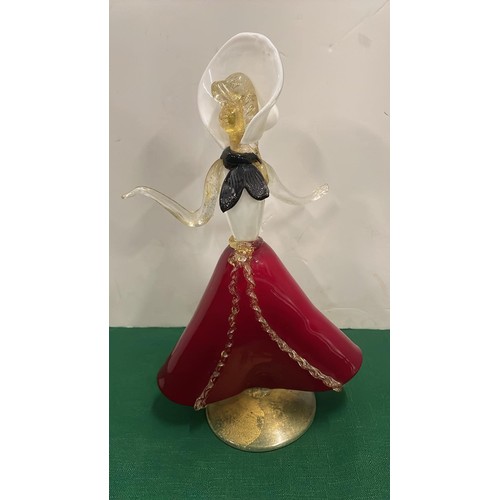 11 - TALL GLASS CRINOLINE LADY FIGURE IN RED DRESS