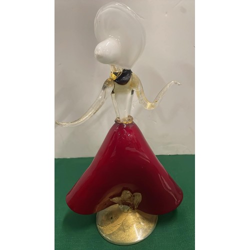 11 - TALL GLASS CRINOLINE LADY FIGURE IN RED DRESS