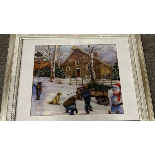 58 - THREE FRAMED ILLUSORY CHRISTMAS ART WORKS