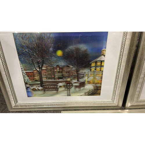 58 - THREE FRAMED ILLUSORY CHRISTMAS ART WORKS