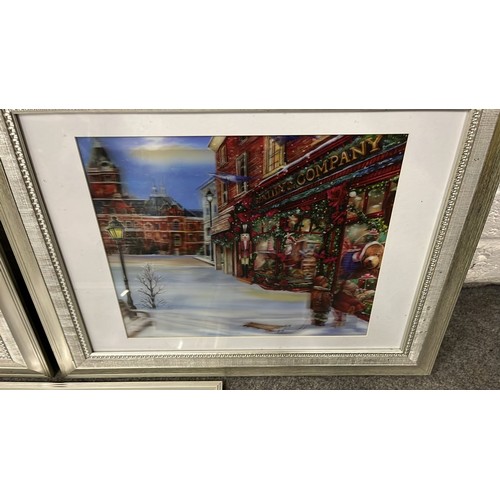 58 - THREE FRAMED ILLUSORY CHRISTMAS ART WORKS