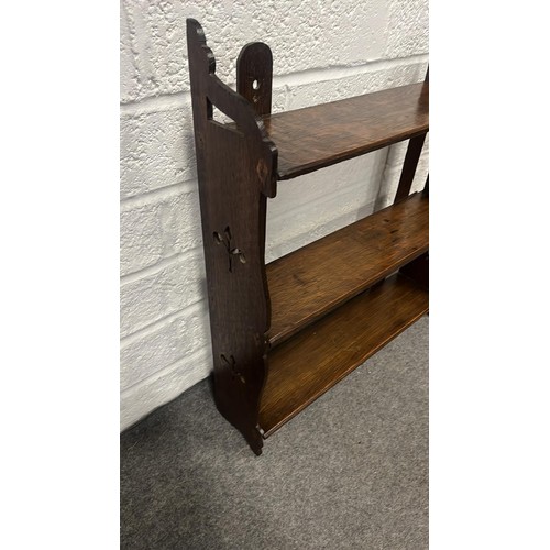 45 - OAK ARTS AND CRAFTS WALL RACK