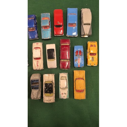 34A - LARGE COLLECTION OF DINKY - CORGI PLAY WORN DIE CAST VEHICLES MIXED CONDITION