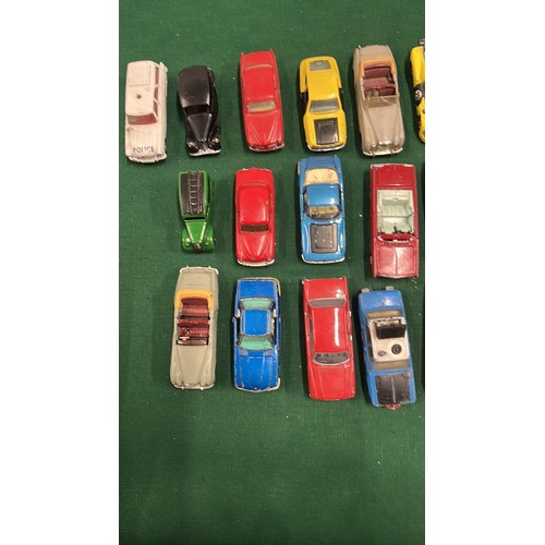 34A - LARGE COLLECTION OF DINKY - CORGI PLAY WORN DIE CAST VEHICLES MIXED CONDITION