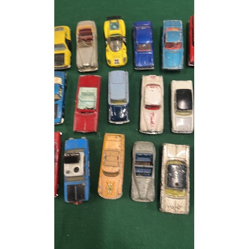 34A - LARGE COLLECTION OF DINKY - CORGI PLAY WORN DIE CAST VEHICLES MIXED CONDITION