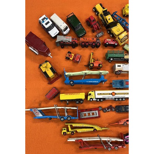 46A - LARGE COLLECTION OF DINKY - CORGI PLAY WORN DIE CAST VEHICLES MIXED CONDITION