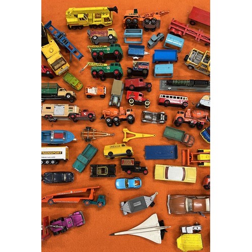 46A - LARGE COLLECTION OF DINKY - CORGI PLAY WORN DIE CAST VEHICLES MIXED CONDITION