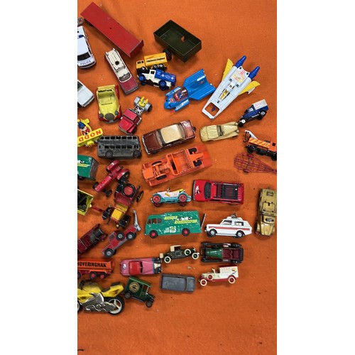 46A - LARGE COLLECTION OF DINKY - CORGI PLAY WORN DIE CAST VEHICLES MIXED CONDITION