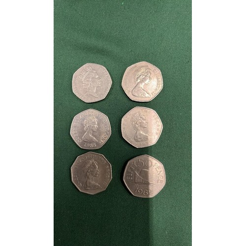 5 - ELIZABETH 50p COINS