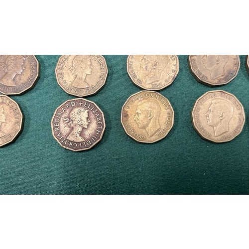 6 - QTY OF THREE PENCE MIXED HEAD COINS