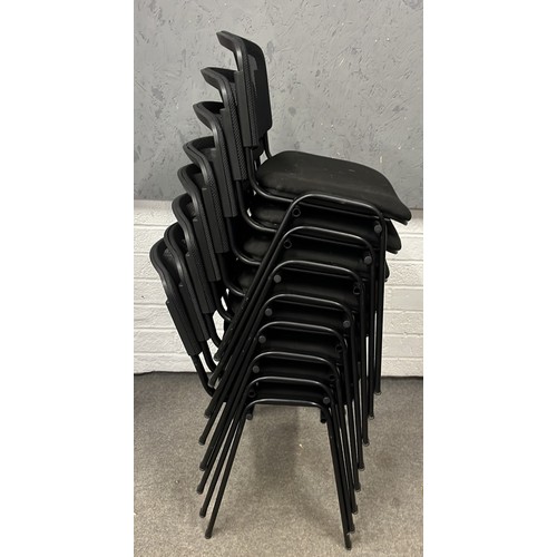 8 X BLACK STACKING CHAIRS