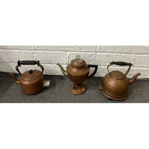 131 - 3 X VINTAGE COPPER KETTLES