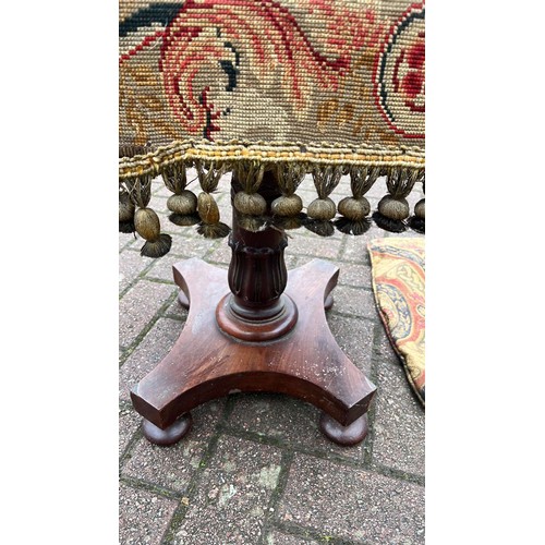 198 - VICTORIAN MAHOGANY STOOL WITH NEEDLE WORK DETAIL