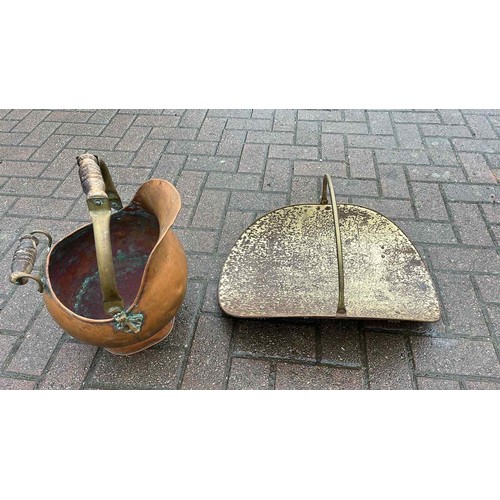 199 - COPPER COAL BUCKET AND A LOG BASKET