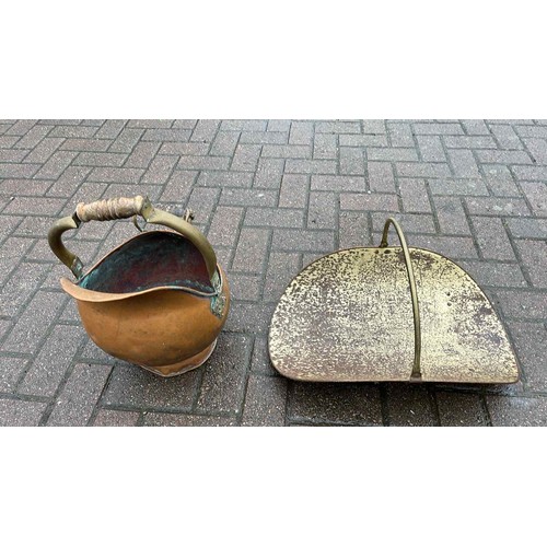 199 - COPPER COAL BUCKET AND A LOG BASKET
