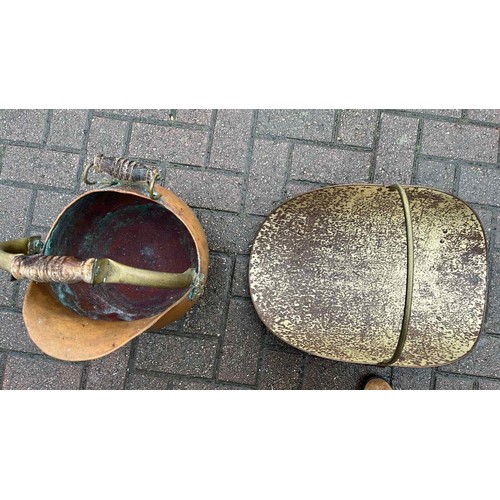 199 - COPPER COAL BUCKET AND A LOG BASKET
