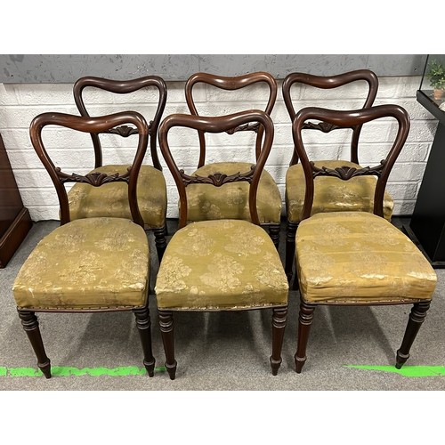193 - SIX VICTORIAN MAHOGANY FRAMED DINNING CHAIRS