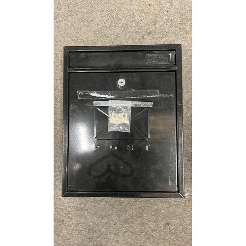 223 - BLACK METAL POST BOX WITH KEYS