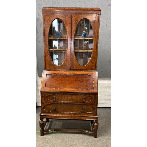 190 - 1920s OAK BUREAU BOOKCASE