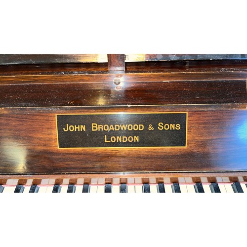 196 - JOHN BROADWOOD & SONS STRAIGHT STRUNG PIANO AND STOOL