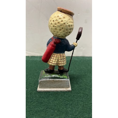 115 - CAST METAL SILVER KING GOLF BALL FIGURE