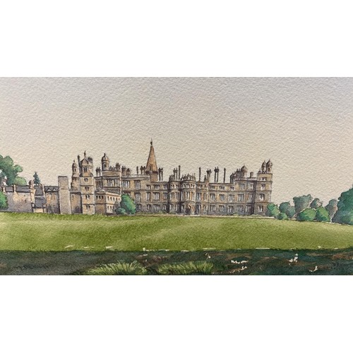117 - ORIGINAL WATER COLOUR OF BURGHLEY HOUSE STANFORD BY SHORT 94  / UNFRAMED