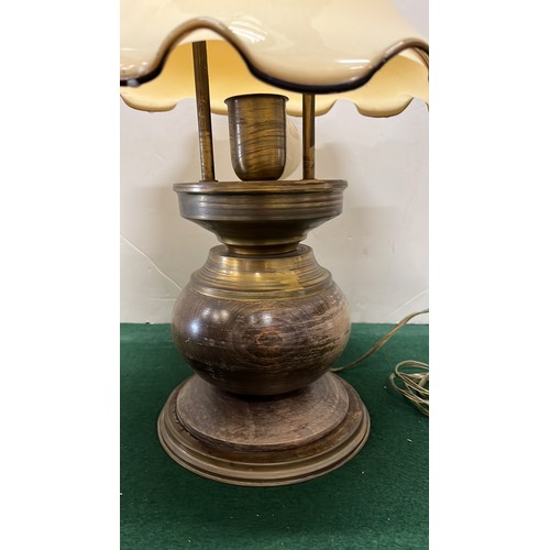 93 - BRASS AND GLASS SHADE SIDE LAMP