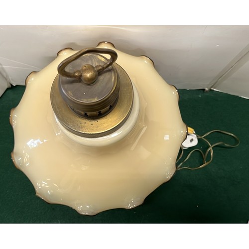 93 - BRASS AND GLASS SHADE SIDE LAMP