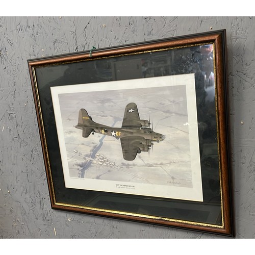94 - 2 X FRAMED WWII USAF B17 FLYING FORTRESS THE MEMPHIS BELL PRINTS