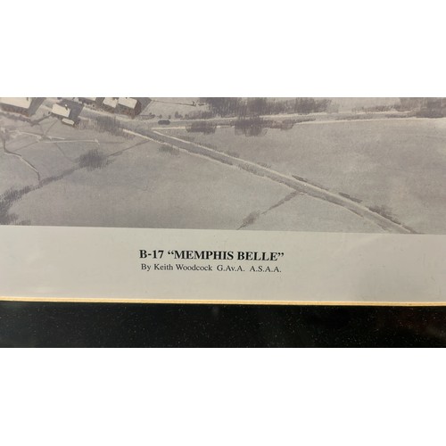 94 - 2 X FRAMED WWII USAF B17 FLYING FORTRESS THE MEMPHIS BELL PRINTS