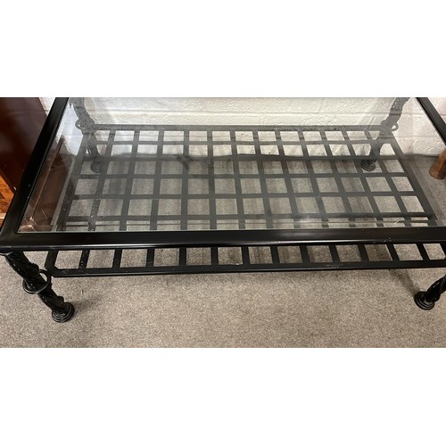 91 - LARGE METAL AND GLASS COFFEE TABLE
