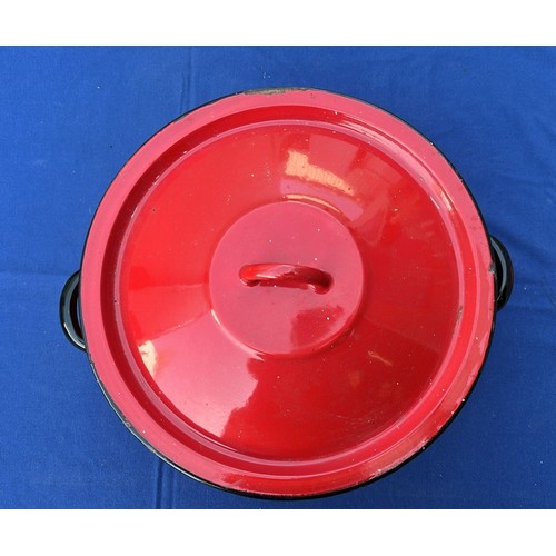 60 - LARGE RED ENAMAL BREAD BIN...